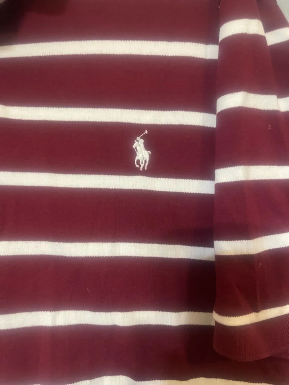 Ralph Lauren burgundy and White Striped Polo Shirt